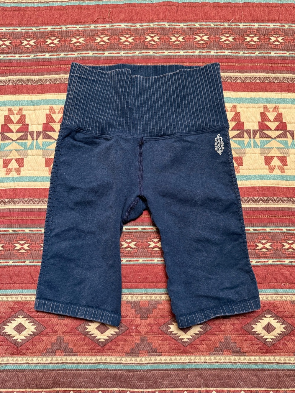 FP Movement by Free People Navy High-Waist Bike Shorts with Ribbed Waistband XS